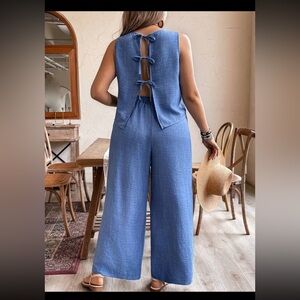 Faux Denim Sleeveless Set